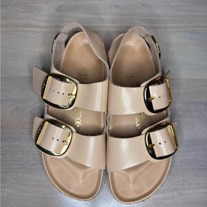 Birkenstock Big Buckle Milano High Shine New Beige Size 41